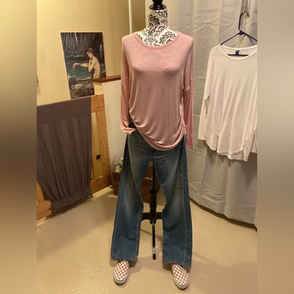 OLD NAVY Abalone Pink, Luxe Long-Sleeve Tunic T-Shirt (S) - Picture 1 of 10